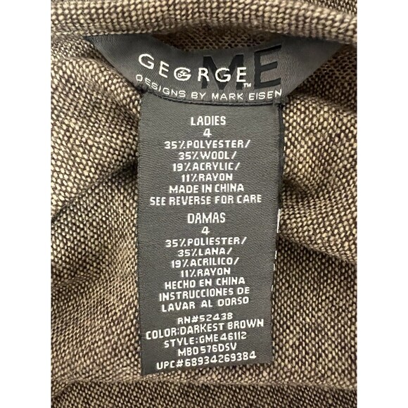 George ME Women's Wool Blend Skirt Brown Pencil Flare Hem Careerwear Size 4 - Picture 4 of 5